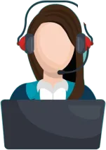 Uma mulher com fone atendendo uma pessoa online